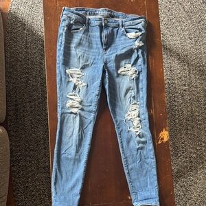 Distressed Blue Jeans